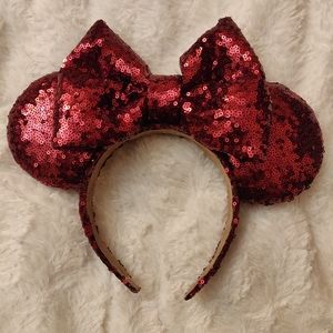 Burgandy Minnie mouse ears